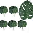 48 Pcs Artificial Monstera Leaves, 16" Faux Tropical Monstera Stems, Lifelike Fake Greenery for Wedding Decor, Jungle Party, Home Staging, Vase Fillers, No Maintenance