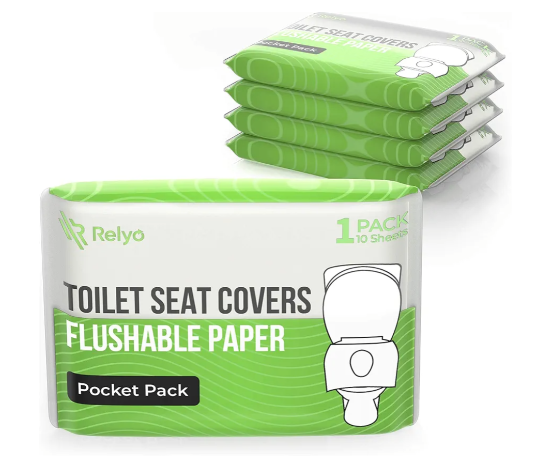 Toilet Seat Cover Paper Flushable (50 Pack) - XL for Adults and Kids Potty Training, 100% Biodegradable Travel Supplies Essentials for Public Restrooms, Airplane, Camping, Festivals