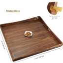 30 x 30 Inches Large Square Curved Black Walnut Wood Ottoman Tray with Handles, Serve Tea, Coffee Classic Wooden Decorative Serving Tray