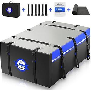 Sailnovo Rooftop Cargo Carrier PVC 20 Cubic Waterproof Rooftop Car Storage Bag with Anti-Slip Mat, 6 Door Hooks Soft-Shell Car Top Carrier for Vehicle