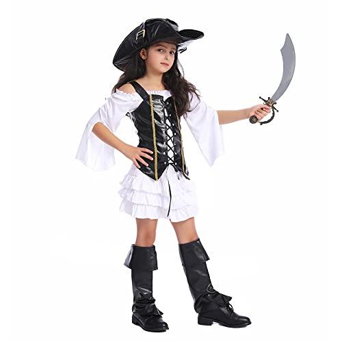 PGOND Cute Pirate Costume Girls Halloween Costume (L-10-12Y)