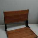 Folding Shower Seat 20'', Large Teak Shower Seat, Folding Shower Bench, Wall Mount Foldable Chair, 500 lbs Capacity, Stainless Steel, Black