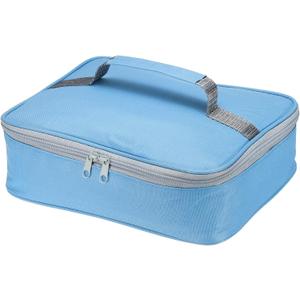 PATIKIL 12.2"x9.6"x2.8" Insulated Lunch Bag, Waterproof Lunch Box with Handle Lunch Tote Bag Portable Food Storage for Work Outdoor Picnic, Sky Blue Grey