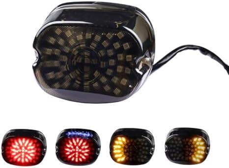 LIUJJYH Smoked LED Tail Lights, Low Profile Brake Taillights Integrated Turn Signals Compatible with Harley Sportster 1200 883 Touring Road King Dyna Super Glide Fat Boy Night Train