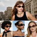 Sunglasses Womens Retro Oval Sunglasses for Women - Cat Eye 90s Glasses Y2K UV400 Lightweight Narrow Shades (A. Brown Frame Brown)