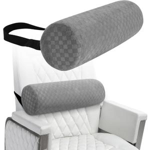 Lumbar Roll Pillow for Lower Back, Lumbar Support Foam Roll Cushion with Pillowcase and Upgraded Strap for Office, Chair, Car, Seat Pain Relief & Improving Posture (Light Grey, Long-15*4.3'')