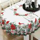 Christmas Tablecloth Green Red Plaid Christmas Table Cloth, Washable Table Cover for Xmas Holiday, Dining, Party Decor - 60" X 84" Oval