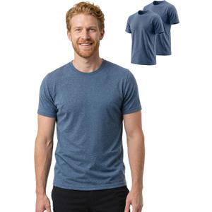 2 Pack Merino Wool T-Shirt for Men, Wool Short Sleeve Base Layer, Breathable Lightweight Undershirt, Blue, L