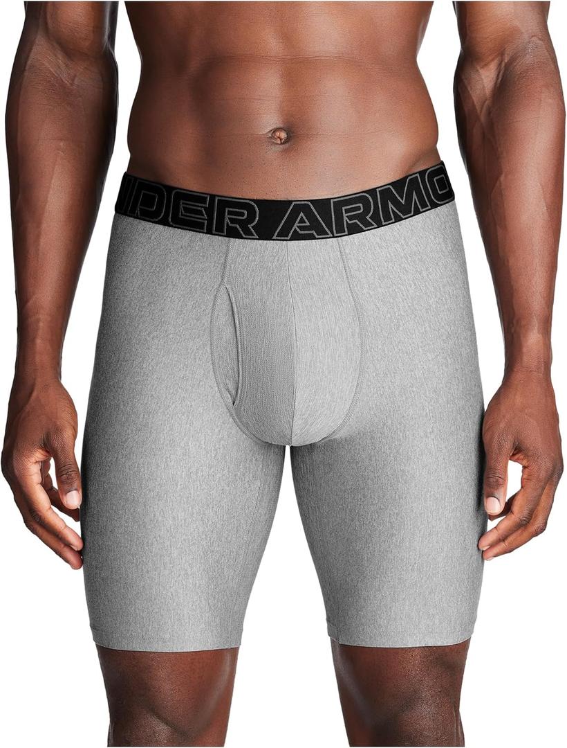 Under Armour Men's Multi-Pack Performance Tech Long-Leg Boxer Brief, 9" Inseam, All-Day Comfort