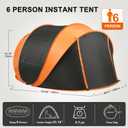 Pop Up Camping Tent, 6 Person Instant Tent Waterproof PU4500mm, Spacious Ventilated Camping Tent with Front Porch, Quick Setup Lightweight Portable for Outdoor Camping Hiking Beach