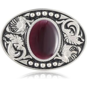 Western Belt Buckle Longhorn Eagle Rooster Cowboy Rodeo Belt Buckles Cowboy Accessories for Men Women (2# Opal)