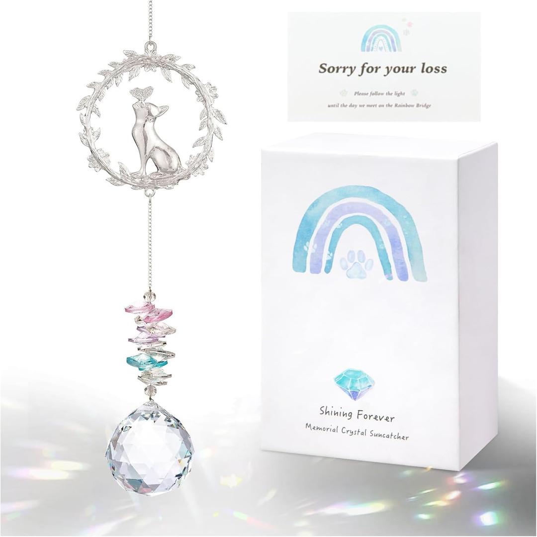 Cat Memorial Suncatcher - Lost of Cat Bereavement Gift Idea, Pet Loss Sympathy Gifts, Thoughtful Cats Remembrance Sun Catcher, Passing Away Remembrance Memory Gift