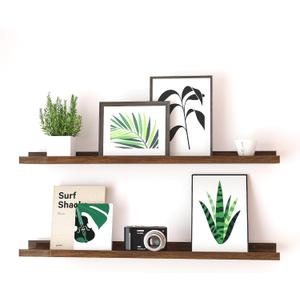 Floating Shelves for Wall Decor, Long Wall Mounted Storage Shelf for Bedroom, Living Room, Bathroom, Kitchen, Nursery, Display Picture Ledge Shelf with Lip Set of 2-36 Inches, Walnut