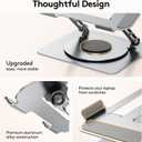 TECKNET Laptop Stand for Desk, 360 Rotating Base, Ergonomic Foldable Computer Stand for Laptop Riser Height Adjustable, Compatible with MacBook Pro, All Laptops 10-17" - Silver
