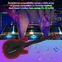 Lyvix Wireless Guitar Controller for PS4/PS3/PC - For Guitar Hero, Rock Band, Clone Hero & Fortnite Festival, with Colorful Strap and RGB Light, Black Colorful
