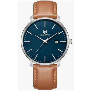 CHEETAH Minimalist Waterproof Quartz Watches for Men with Leather Strap, Auto Date