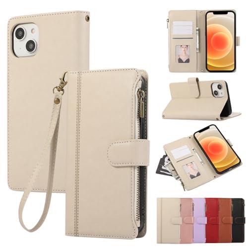 Rosbtib Case for iPhone 11, Wallet with Card Slots for iPhone 11 Case, Fashion PU Leather Magnetic Flip Zipper Style Phone Cover for iPhone 11 - White