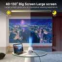 HY300 Portable Projector,Mini Projector, Support 4K 1080P with Wired Screen Mirror with Phone, 180 Rotatable, Auto Keystone Correction, 40"-130" Screen Video Projector