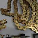 Belleone 520 Gold Motorcycle Chain 112 Links with Chain Breaker, 520 Standard Roller Chain with 5 Connecting Master Links