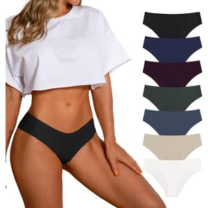 SHARICCA Women Seamless Cheeky Bikini No Show Panties Ladies Invisible Breathable Briefs Soft Stretch Underwear Multi Pack (Small, (7 Pack) All-match Color)