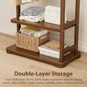 Taitiy Coat Rack Solid Wood Clothes Rack with 2 Shelves & 4 Hooks for Hanging Clothes Garment Wallets Hats, Clothing Rack Heavy Duty Coat Rack Freestanding with Storage Hall Tree for Hallway Bedroom