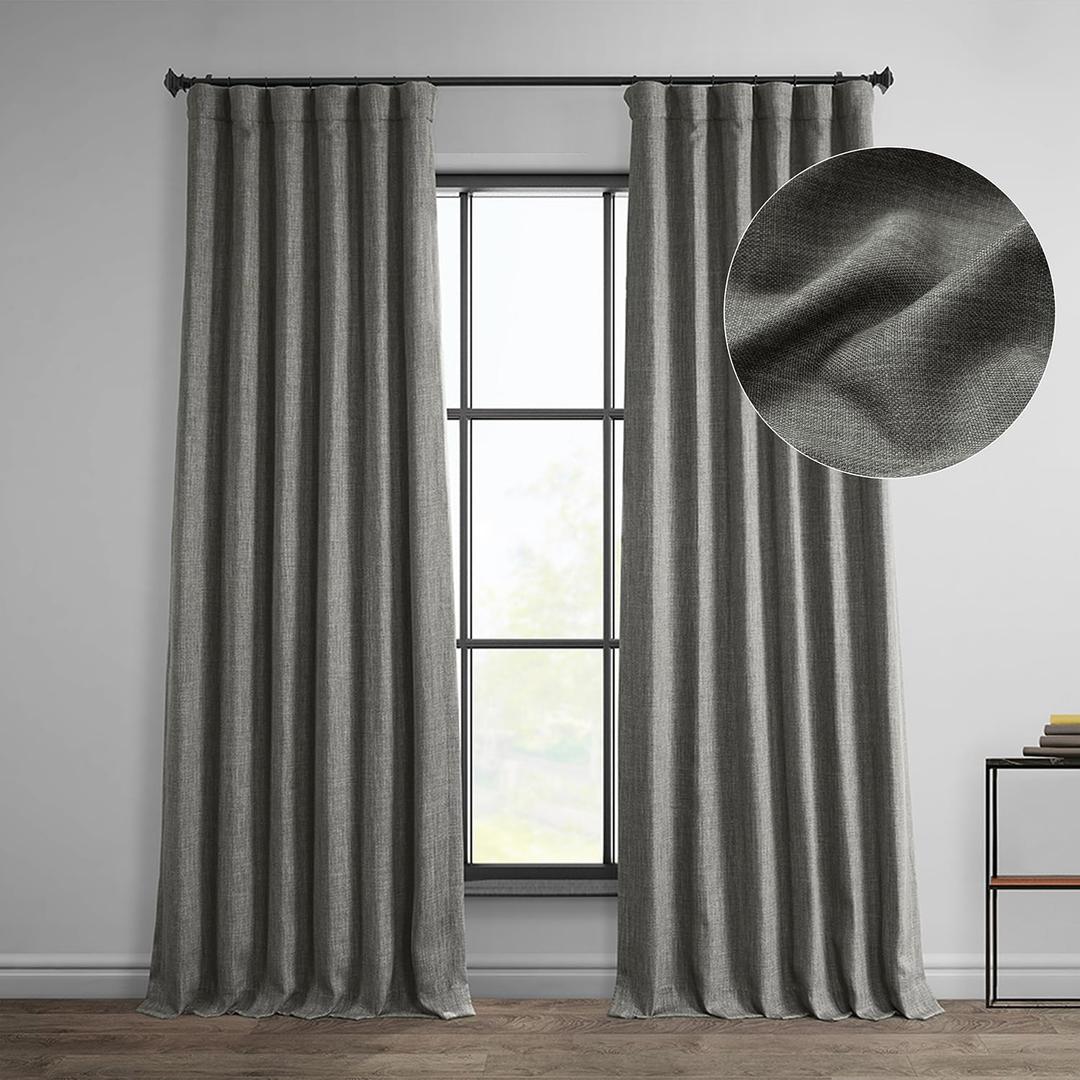 HPD Half Price Drapes - Faux Linen Curtains for Living Room (1 Panel) - 50W X 84L - Textured Room Darkening Curtains for Bedroom 84 Inches Long - Drapes for Home Decor, Blazer Grey