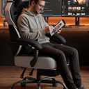 GTPLAYER Big & Tall Gaming Chair, Wide Seat with Footrest, Black | Ergonomic High Back Computer Desk Chair for Adults, Comfort Padded Seat with Lumbar Support Armrests Recliner for Office/Home