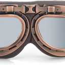 Evomosa Vintage Pilot Style Motorcycle Goggles for Half Helmet (Silver)