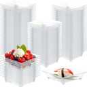 100 Pcs Mini Appetizer Plates Bulk 1 oz 2.4 Inch Square Plastic Dessert Plates Disposable Appetizer Tray for Wedding Shower Salad Cake Afternoon Tea Birthday Party (Clear)