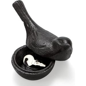 Cast Iron Key Hider, Birds Hide-a-Key Holder, Outdoor Small Garden Statues Ornament, Outside Spare Key Hider Figurine, Indoor Decoration Jewelry Trinkets Box for Ear Studs, Rings, Paper Clips