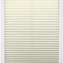 DEZ FURNISHINGS Cordless 1" Light Filtering Pleated Shade, Fabric, 35"W x 64"H, Ecru