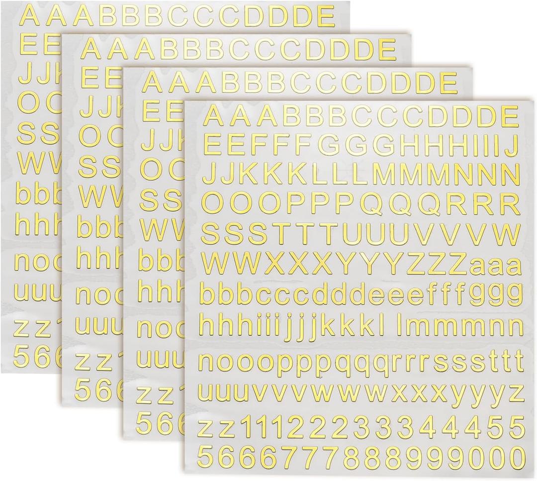 uxcell 4 Sheets Letter Stickers 0.28" 3D Mini Letter Sticker Metal Self Adhesive Alphabet Stickers for Scrapbooking DIY Poster Craft Wall Doors Sign Decor(Gold, Uppercase)