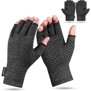 2 Pairs Fingerless Arthritis Compression Gloves for Women & Men - Open Finger Hand Support for Typing, Crafting & Carpal Tunnel Relief Comfort Size L