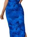 GORGLITTER Women's Floral Strapless Bodycon Wedding Guest Dress Vacation Summer Birthday Tropical Maxi Long Sun Dresses (Blue, M)