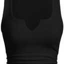 SOLY HUX Women's V Neck Crop Tops Basic Trendy Notched Sleeveless Slim Fit Summer Y2k Sexy Crop Tank Top Size Medium