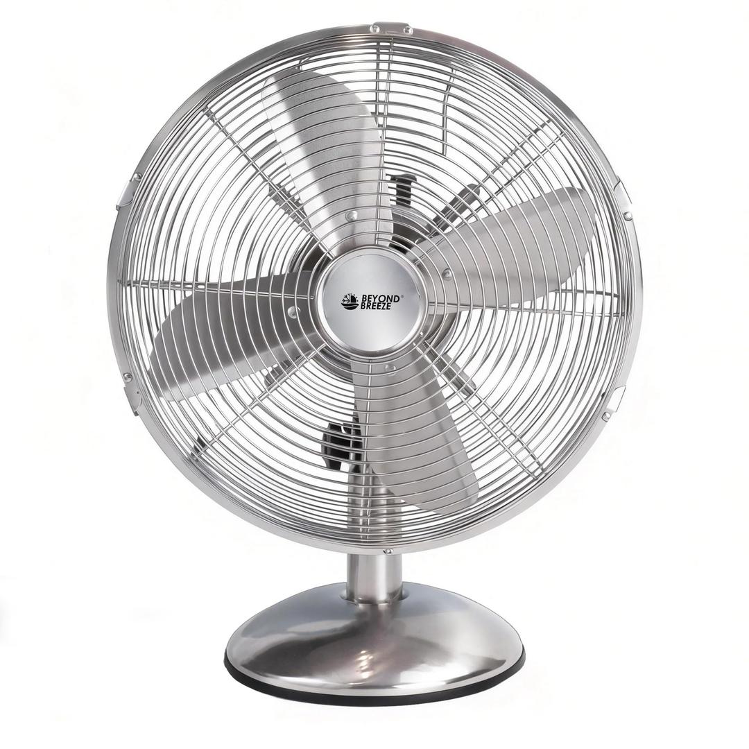 BEYOND BREEZE 12 Inch Retro Oscillating Table Fan, All Metal Desk Fan with 3-Speed and 80° Wide Oscillation, Perfect for Home and Office