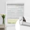 Allesin zen No Drill No Tools Cordless Zebra Blinds, Renter Friendly, Dual Layer Shades for Indoor Windows, Easy to Install Thermal Insulated Privacy Blinds, White, 29" W x 48" H