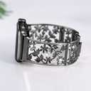 Floral Band Compatible with Apple Watch Jewelry Band 38mm 40mm 41mm 42mm iWatch Bands Series 11 10 9 8 7 6,Bling Crystal Bracelet Hollow Metal Strap,Fashion Women Wristband(38/40/41/42mm,Black)