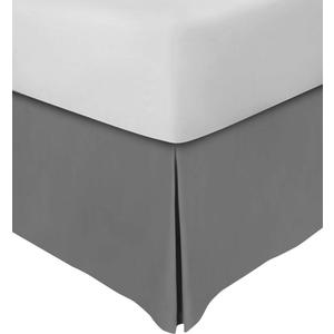 Split Corner Bed Skirt 18 Inch Drop King Size 100% Natural Cotton Wrinkle and Fade Resistant King Size, Dark Grey Solid