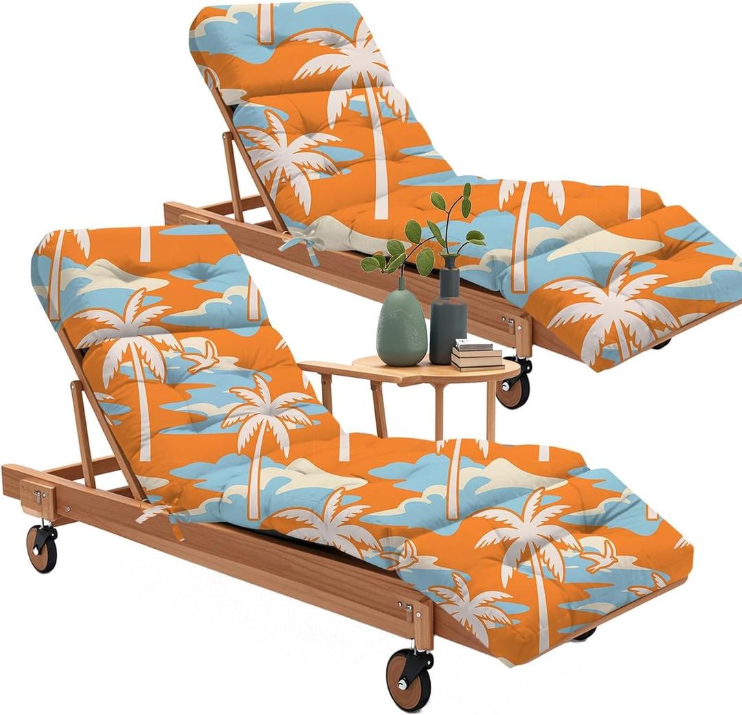 Outdoor Chaise Lounge Chair Cushions Set of 2 Waterproof 75.1x22.8x4.7" 3#