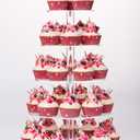 YestBuy 5 Tier Round Acrylic Cupcake Tree Tower Display Stand Display for Pastry Wedding Birthday Party (5 Tier Round (4" Between 2 Layers))