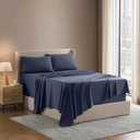 Nestl Split King Sheet Set - 1800 Ultra-Soft Microfiber Bed Sheets - Double Brushed - Deep Pockets - Easy Fit - 5 Piece Set - Bed Sheets & Pillowcases (Split King Size, Navy Blue)