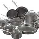 Cuisinart 17-Piece Pots and Pans Set, Non Stick Hard Anodized Cookware Set, Compatible with Electric, Gas Cooktops, Dishwasher Safe, Oven Safe Pot Set, Cool Grip Handles, Aluminum Core for Even Heat