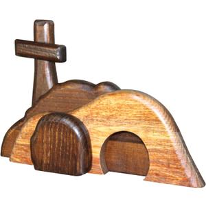 Empty Tomb Easter Scene and Cross, Wooden Empty Tomb Jesus Tomb Easter Tomb Decor Suitable for Religious Home Office Desktop Decoration