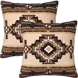 Western Aztec Pillow Covers 20x20 Set of 2, Southwest Native American Brown Throw Pillow Covers Outdoor Decorative Pillow Case for Couch Bed Sofa Cushion Home Decor