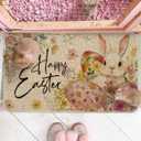 Artoid Mode Flowers Rabbit Bunny Eggs Happy Easter Doormat, Home Decor Low-Profile Switch Rug Door Mat Floor Mat for Indoor Outdoor 17x29 Inch