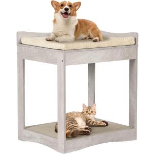 unipaws Cat Window Perch, Pet Bunk Bed for Small Dogs and Cats, Elevated Bed with Cushion and Cat Scratch Pad (28.5"H)
