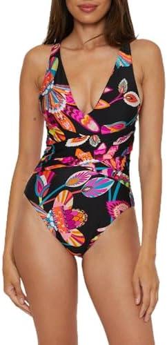 Trina Turk Women's Luminary One Piece Swimsuit, Floral Print, Adjustable, Bathing Suits Size 10
