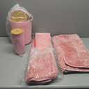 Bathroom Accessory Set–Bathroom Sets with Shower Curtain and Rugs, Non Slip Bathroom Rugs Super Absorbent, Pink Ombre Waterproof Shower Curtain with Hooks, Pink Bathroom Sets Complete for Home