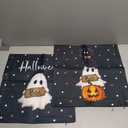 AVOIN colorlife Halloween Cat Ghost Pumpkin Boo Throw Pillow Cover, Polka Dots Holiday Farmhouse White Cushion Case Decoration for Sofa Couch. Size 18x18